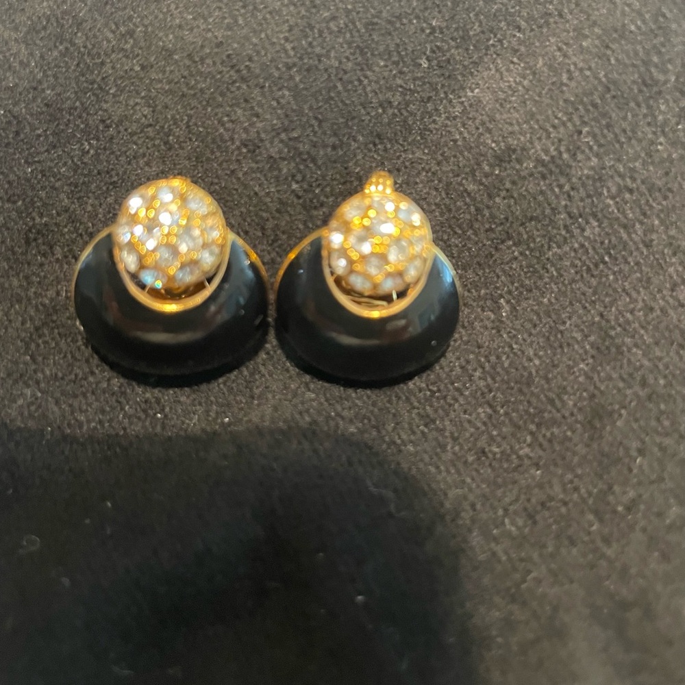 Monet Gold and Black Dome Clip Earrings with Elegant Design
